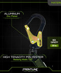 No Nonsense Elastic Double Leg 6ft Lanyard With Aluminum Rebar Hooks Twin Lanyard Ends One Snap Hook And Two Rebar Hooks ANSI OSHA Fall Protection 6000 Lbs Min Breaking Strength Shock Absorbing Lightweight And Durable with zinc-plated hook detail.