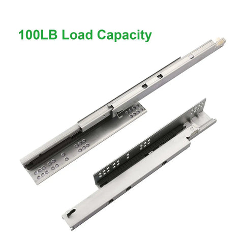 Undermount Soft Close Drawer Slides Set For Frameless Cabinets, 6 Pairs, 22 Inch, 100 Pound Capacity, Bottom Mount, side view