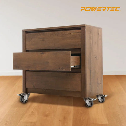 Heavy Duty 3 Inch Threaded Stem Caster Wheels Set of 4 with Brakes 600 Lbs Load Non Marring TPR Rubber on furniture cart