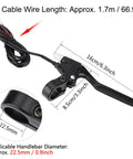 Universal Aluminum Alloy 4 Finger Brake Lever Set with 66.9in cable for electric bikes, scooters, and UTVs, motor cutoff function.
