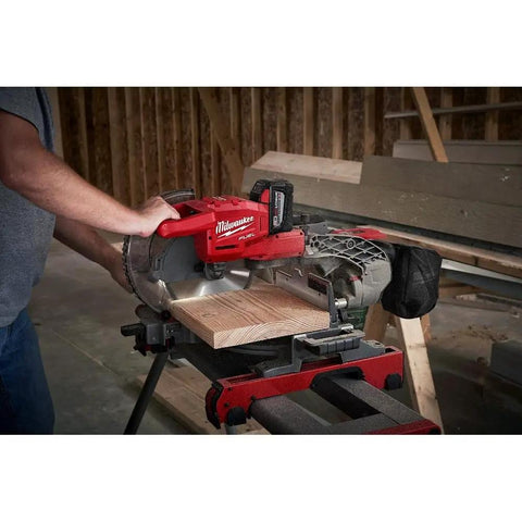 Beast Mode 18 Volt Fuel Lithium Ion Brushless Cordless 10 Inch Dual Bevel Sliding Compound Miter Saw Kit With Free 9Ah Battery in use