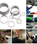 540 Piece Aluminum Crush Washer Set For Automotive Oil Drain Plugs, 10 Metric Sizes M6 To M24, Durable Silver Assortment Perfect For DIYers, Motorcycles, And Equipment Maintenance. Aluminum crush washers for oil drain plugs, M6-M24, used on automotive repairs and sealing.