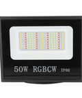 Front view of Jenivaint LED Flood Light App Controlled, 50W RGBCW, rugged design with IP66 rating for outdoor use.