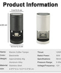 58mm Electronic Coffee Tamper Automatic Grounds Press featuring adjustable 5 to 30 kilogram force in black and white colors.