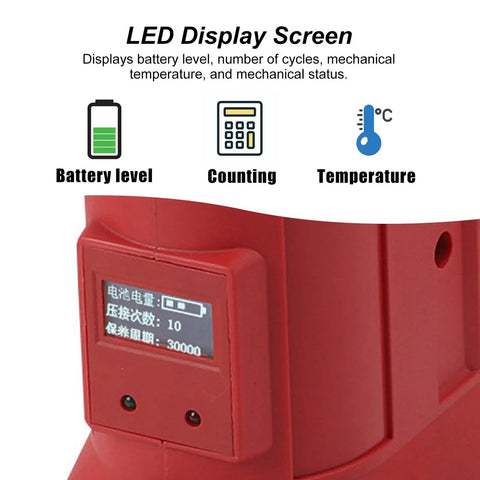 Heavy Duty Electric Hydraulic Cable Cutter with LED Display showcasing battery level and mechanical status for Copper Aluminum Armor Wires up to 85mm.