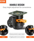 Leveling Casters Set Of 4 With Height Adjustable Handles, Heavy Duty 360 Degree Swivel Wheels, 2 Inch Diameter, Handle Design