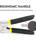 Close-up of 6 Inch Hand Seamer with black double-dipped cushion handles, ideal for bending and flattening metal, ergonomic design