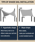 Diagram showing hyperbolic and slope installation of Rectangle Sun Shade Sail 10 By 13 Permeable Canopy Yellow Outdoor Shade