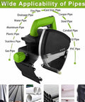 Automatic Electric Pipe Cutter Heavy Duty Stainless Steel Tube Cutting Machine Precision Slice for Copper Brass and PVC Pipes up to 400mm with green handle design.