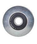 Boss Level U Groove V Shape Wire Rope Crossing Roller Loaded With A Smooth 6201 Bearing, heavy-duty steel roller, 12mm size.