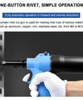 Heavy Duty Pneumatic Rivet Nut Gun Badass Air Tool For Fastening Bolts Includes M3 Through M12 Threads Quick Action for metalwork.