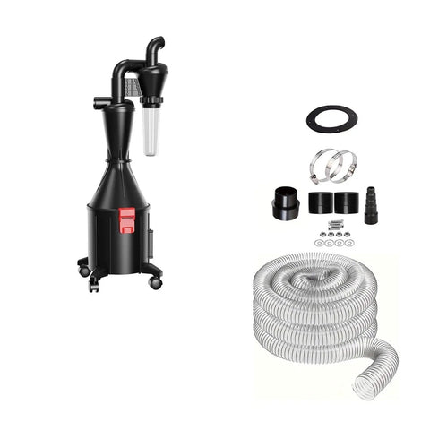 Heavy Duty Two In One Cyclone Separator Vacuum Cleaner Wall Mounted Wheeled Industrial Dust Collector Turbo Suction Dual Filter with accessories