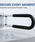 Heavy Duty Flip Up Toilet Safety Rail And Wall Mount Grab Bar Crafted From Heavy Aluminum With Sure Grip Design for secure bathroom transfers.