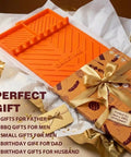 Silicone Grill Mats For Blackstone Griddle Accessories And Outdoor Cooking in gift packaging with gold ribbon.