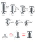 Hella Durable 160 Piece Chicago Screw And Binding Post Set Crafted For Heavy Duty Leather Projects And Photo Book Binding Featuring M4 M5 Size Compatibility With Anti Rust Nickel Finish showing assorted binding screws and post sizes.