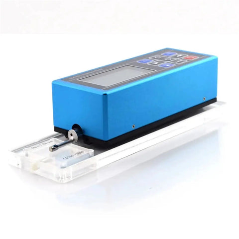 Dead On Precision Handheld Surface Roughness Meter Portable Digital Profilometer for Workshop Floors and Metrology Labs, compact blue device.