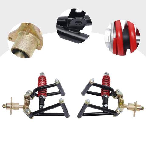Front Suspension Shock Swing Arm Kit For ATV Quad Go Kart, 220mm Upper And Lower Steering Knuckle Spindle Replacement
