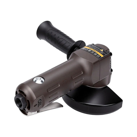 Heavy Hitting Pneumatic Air Angle Grinder Pumping 10000 RPM Kick For Rapid Material Removal, lightweight composite body with contoured handle.