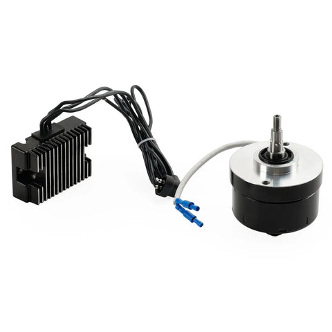 Reliable Heavy Duty Alternator Regulator Direct Swap Kit For Vintage Harley Sportster XL 1965 Through 1983 And FL 1941 Through 1969 featuring black housing and attached wiring.