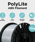 Premium Abs 3D Printer Filament 1.75mm Grey 5kg Spool showing heat resistant material for durable 3D printing projects.