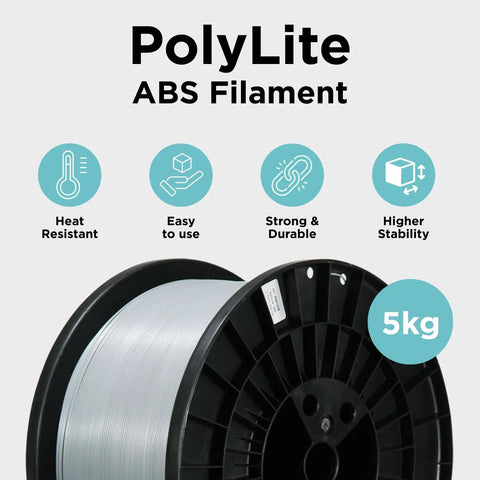 Premium Abs 3D Printer Filament 1.75mm Grey 5kg Spool showing heat resistant material for durable 3D printing projects.