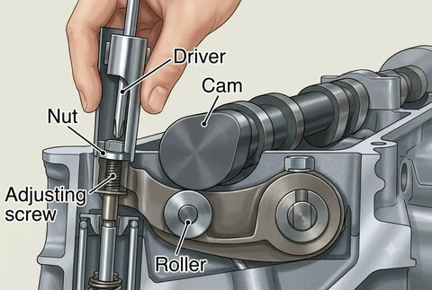 Heavy Duty Intake Side Lock Nut Socket Tool Pro Grade Engine Adjusting Screw Holding Tool For Precise Lock Nut Tightening And Screw Stabilization Replacement For OEM MB991477, hand holding engine cam adjusting screw and nut