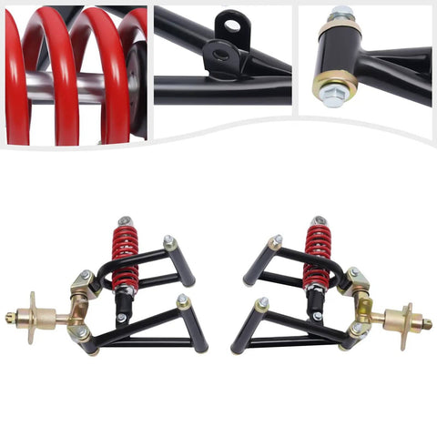 Front Suspension Shock Swing Arm Kit For ATV Quad Go Kart, 220mm Upper And Lower Steering Knuckle Spindle Replacement