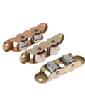 Top Shelf 80 Type Stainless Steel Double Wheel Sliding Door Pulley Built Tough For Heavy Duty Flat Or Groove Track Fix With Super Smooth Gliding Action And Window Hardware Replacement, showing three dual wheel pulleys.