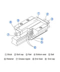 Detailed diagram of Premium HGR35 Linear Rails Paired With Four Rock Solid HGH35CA Flange Blocks For CNC Builds.