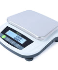 Digital Lab Scale 5000g x 0.01g Pro Grade Precision Analytical Balance With LCD Display, stainless steel pan visible