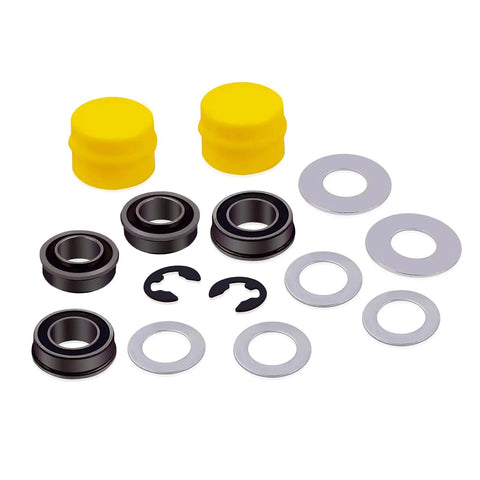 Ditch The Wobble With This Front Wheel Bushing To Bearing Conversion Kit For John Deere L100 L105 L108 L110 L130 Lawn Mower, with sealed bearings and hub caps.