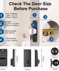 Keyless Entry Door Lock With Smart Knob Set And App Control Generating One Hundred Secure Pin Codes For Family Or Guest Access No Hassle Diy Install And Rock Solid Weather Proof Performance door size guide with measurements for installation.