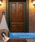 Metal Doorbell Push Button With LED Backlight Wired Wall Mounted Door Chime Button Replacement For Home Front Door Or Garage Iron Decorative Switch With Easy Night Visibility on brick wall