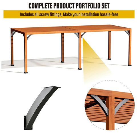 4 Pcs 45 Degree Corner Brackets For Wood Structures Outdoor Pergolas Gazebos Tree Houses Cabins And Patios Heavy Duty Steel With Black Powder Coat Rust Resistant Easy Install