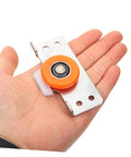 Heavy Duty Sliding Door Rollers Two Sets Silent Bearing Roller Pulleys For Wardrobe Closet Glass Cabinet with orange wheel on metal frame.