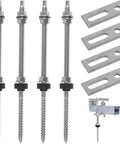 Rock Solid Solar Panel Mounting Fastener Kit With Durable 304 Stainless Steel Wood Screws And Support Plates in 4-piece set.