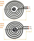 Replacement Electric Range Drip Pans And Burner Elements Set For Whirlpool Amana Maytag Stoves, MP15YA and MP21YA coils.