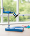 Adjustable Head Fly Tying Vise For Bench Work With Hardened Steel Hook Holder Non Slip Blue Desktop Vise on table