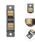 Heavy Duty Stainless Steel Sliding Door Wheels Featuring Double Bearing Pulleys, top view of roller with gold bearings.