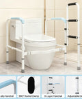 Heavy Duty Aluminum Bathroom Assist Rail Frame For Seniors And Adults Delivers Built Tough Support And Zero Shake Feel During Daily Bathroom Transfers Safely, featuring non-slip handrails.