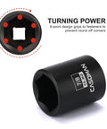 Close-up of 6-point socket from 19 Piece 1/2 Inch Drive Impact Socket Set SAE Shallow Range 3/8 To 1-1/2 Inch Cr-Mo Alloy Steel