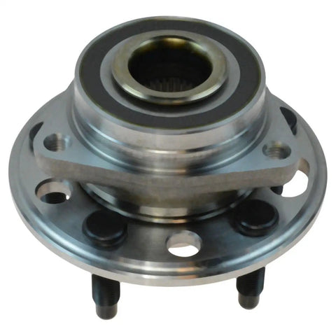Heavy Duty 4 Pack Front And Rear Wheel Hub Bearing Assemblies Built Tough For Daily Drivers No Hassle Bolt On Fit Premium Grade Ball Bearings Replaces 13502886 53800223 close-up view of a wheel hub bearing assembly with bolts