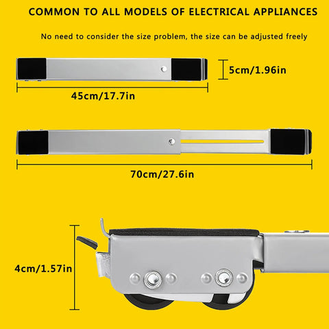 Detail of Gotta Move Fridge Or Washer Or Dryer Try This Heavy Duty Adjustable Appliance Roller Rig with adjustable size and wheels.