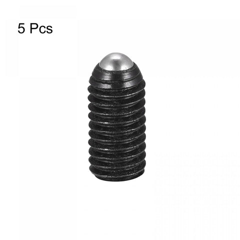Heavy Duty Five Pack M8 X 16mm Ball Spring Plunger Grub Screws Made From Tough High Carbon Steel Featuring Hex Socket Drive For Rock Solid Hidden Mounting And Non Slip Installation, showing one screw.