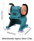 Heavy Duty Mini Bench Grinder With Full Throttle Copper Motor and Two Versatile Corundum Wheels for fast sharpening.
