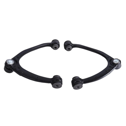 Garage Ready Front Suspension Kit With Reinforced Upper Lower Control Arms And Zerk Greased Ball Joints For 2007 To 2013 Chevrolet Silverado Tahoe GMC Sierra Half Ton Truck Refresh, black control arms with bushings.
