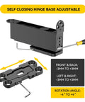 Self Closing Concealed Door Pivot Hinges Feature Rock Solid Heavy Duty Hydraulic Springs And Slick 360 Degree Rotation For Invisible Hidden Wood Doors Built To Handle 220 Lbs No Hassle With Adjustable Speed Control, adjustable hinge base with tools.