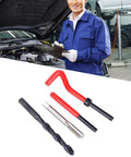 17 Piece Thread Repair Kit With Stainless Steel Twisted Drill, Tap Wrench, And M10x1 Threaded Inserts For Fast, No Nonsense Repairs In Metal And Plastic Threads, Great For Gearheads And Everyday Fixes. shown with drill, tap, and wrench