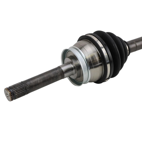 Close-up of a CV axle from the Front CV Axle Assemblies And Front Outer Wheel Bearings Kit For 1999-2004 Nissan Frontier And 2000-2004 Xterra 4WD.