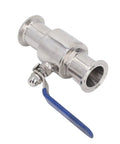 Heavy Duty Clamp Ball Valve With 304 Stainless Steel Body For Quick Grab Installation And Smooth Plumbing Flow Control close-up view with blue lever.